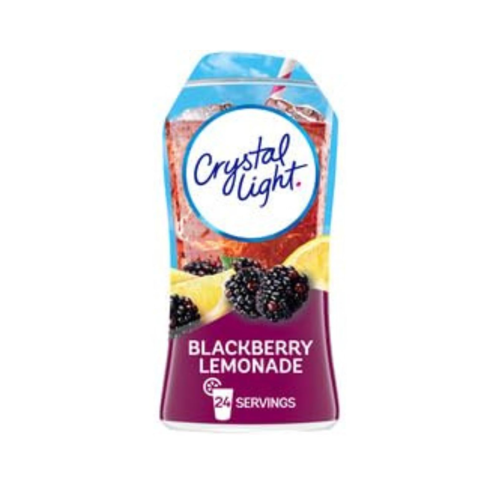 Crystal Light six-pack Blackberry Lemonade bottles front view for on-the-go flavor