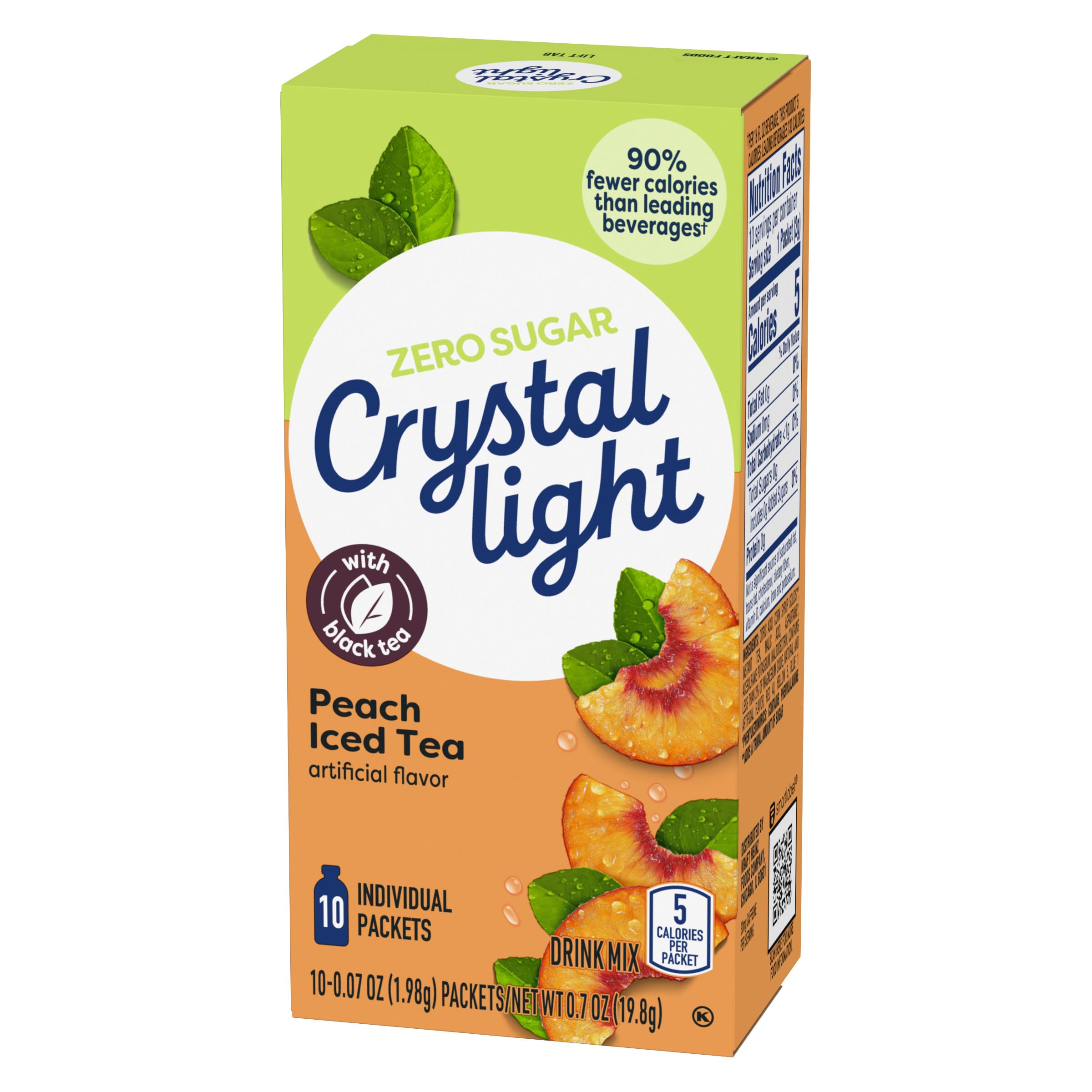 Crystal Light Peach Iced Tea mixing in water shows quick dissolve.