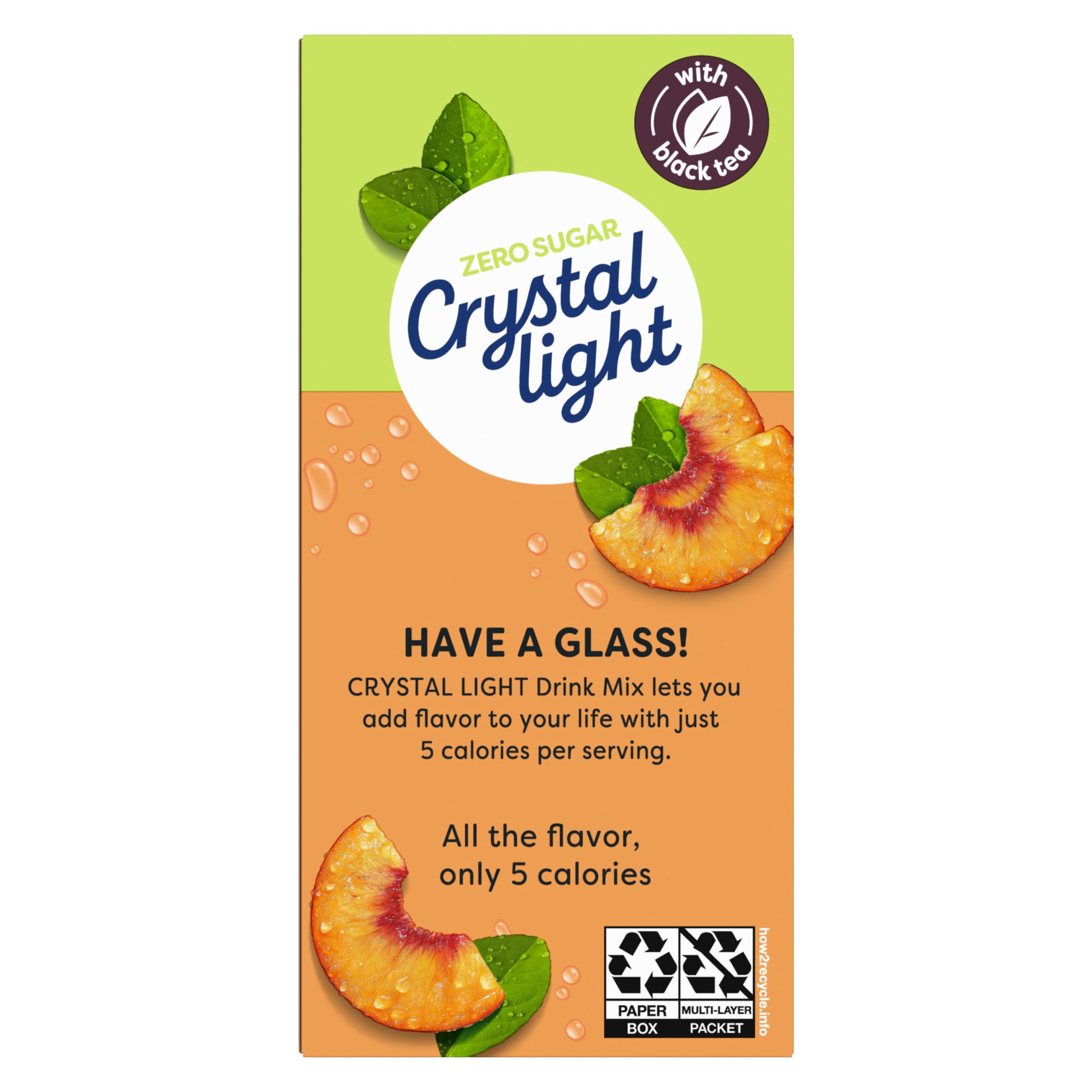 Crystal Light Peach Iced Tea single-serve packet ideal for travel.