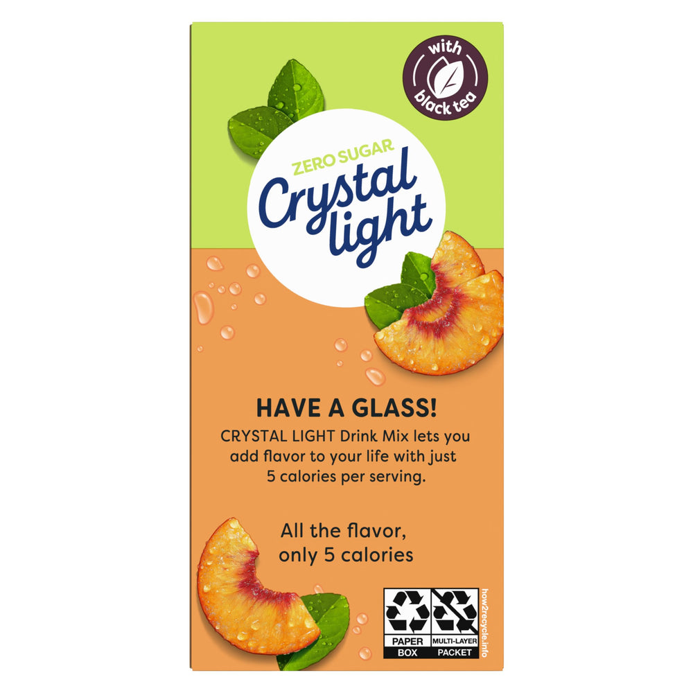 Crystal Light Peach Iced Tea single-serve packet ideal for travel.