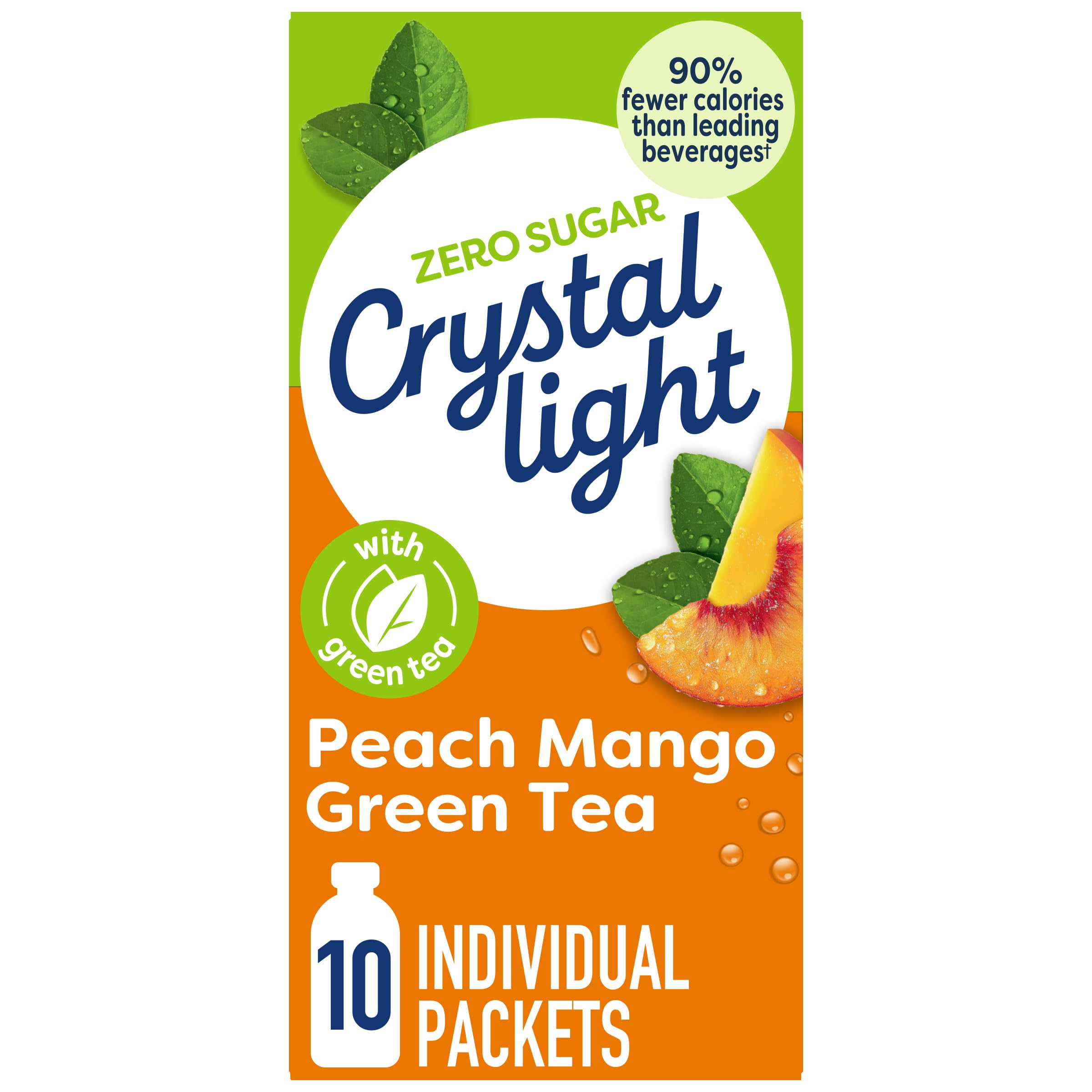 Crystal Light Peach Mango Green Tea on-the-go box for easy hydration.