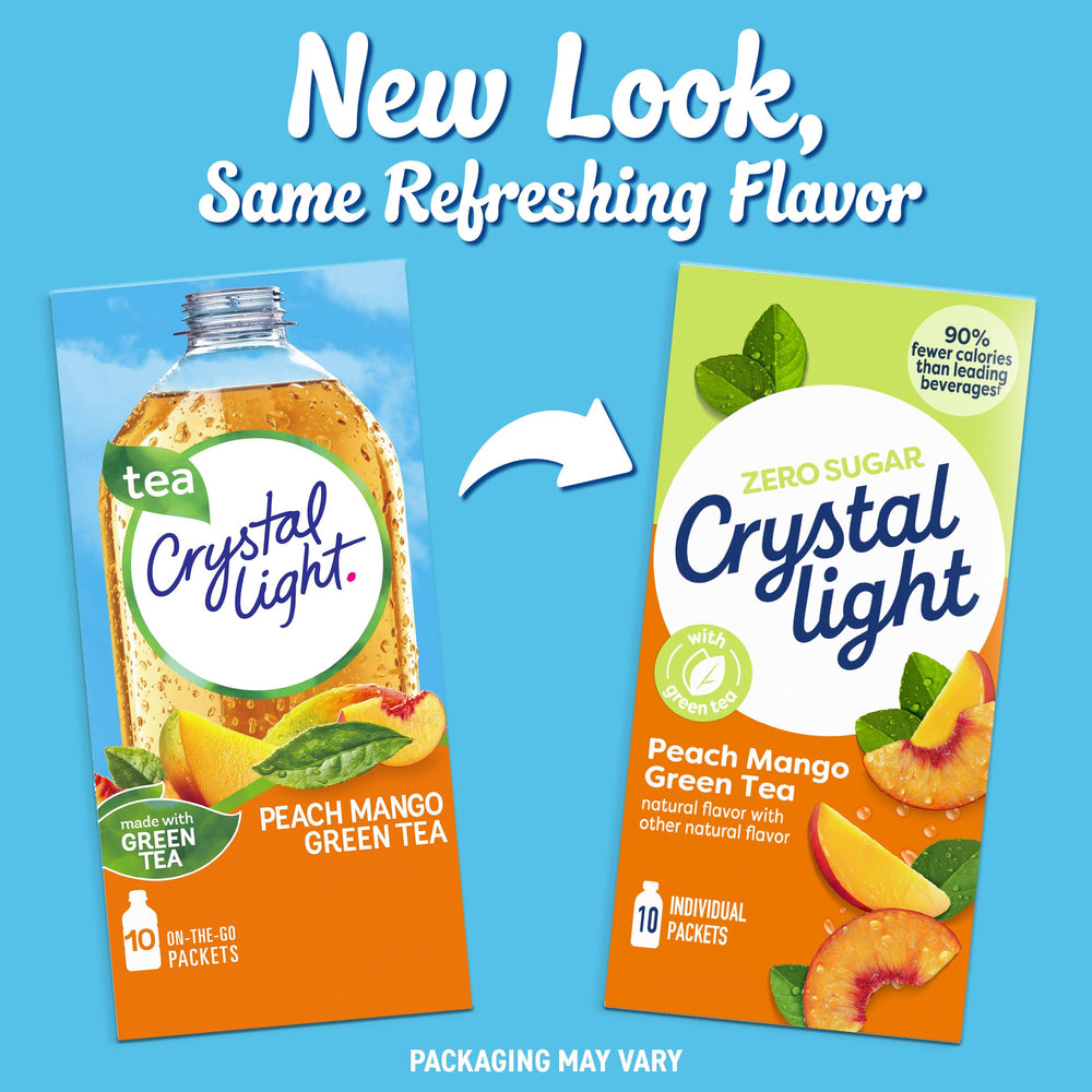Crystal Light powder being poured into water for refreshment.