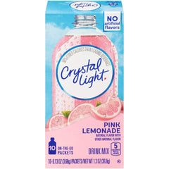 Crystal Light Pink Lemonade single sachet for convenient travel-friendly hydration.