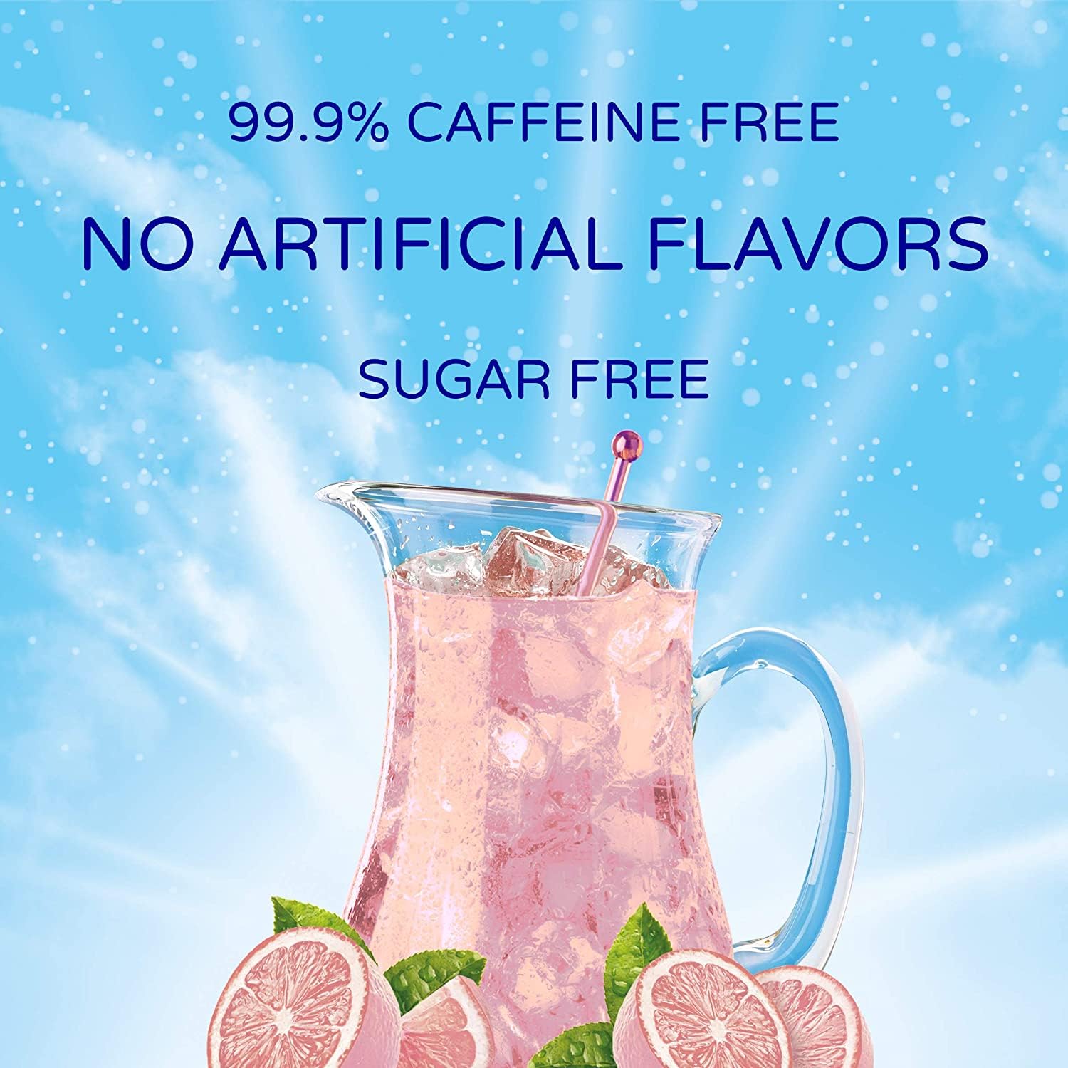 Crystal Light Pink Lemonade pouring into water demonstrates quick mixability