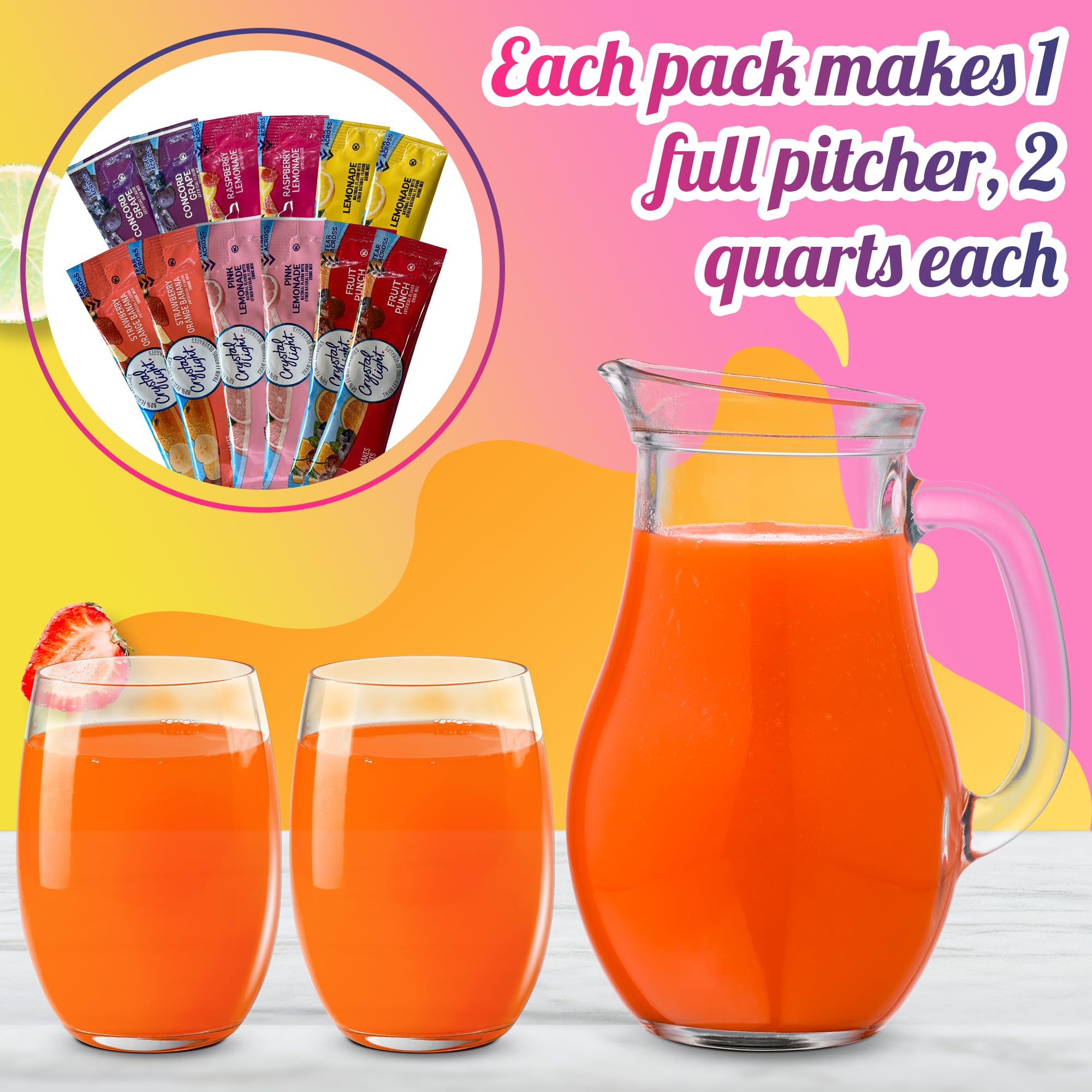 Crystal Light Pitcher Packets On-The-Go provide portable hydration and flavor.