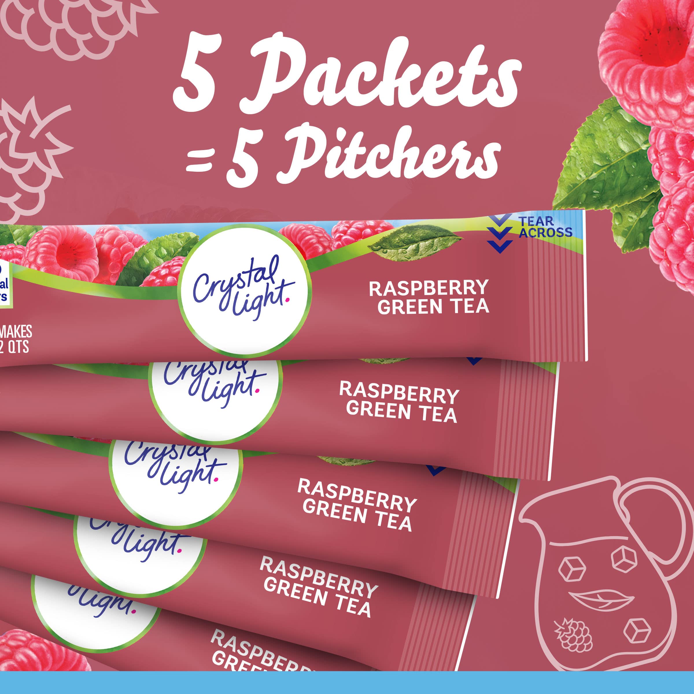 Crystal Light measuring spoon with powder highlights quick zero-sugar mixing.