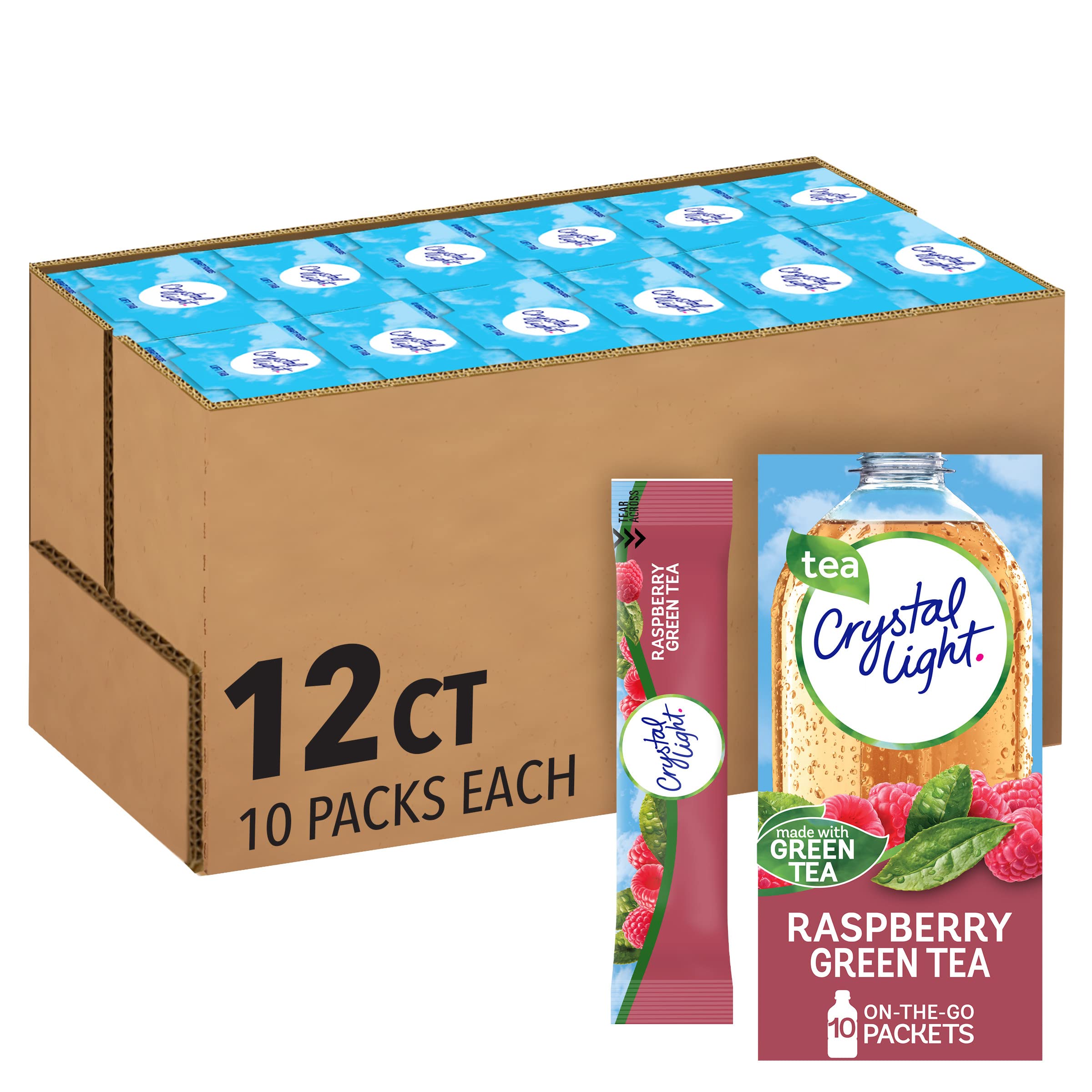 Crystal Light Raspberry Green Tea on-the-go packets for quick, low-calorie hydration.