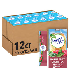 Crystal Light Raspberry Green Tea on-the-go packets for quick, low-calorie hydration.