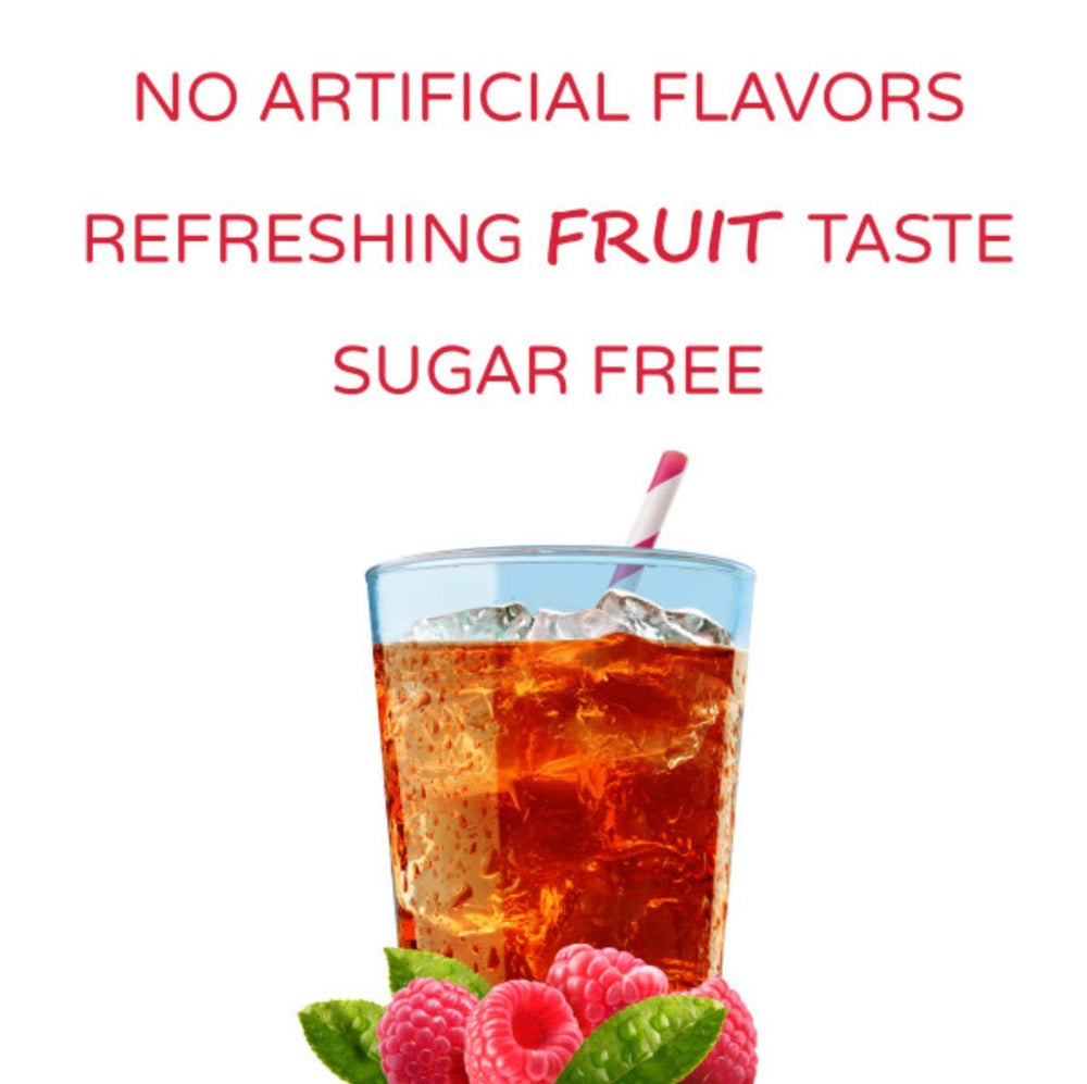 Crystal Light Raspberry Ice desk-use scene emphasizing portable flavor at work