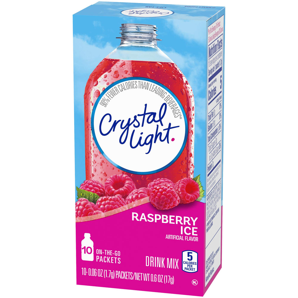 Crystal Light Raspberry Ice summer hydration vibe suggesting tasty zero-sugar option