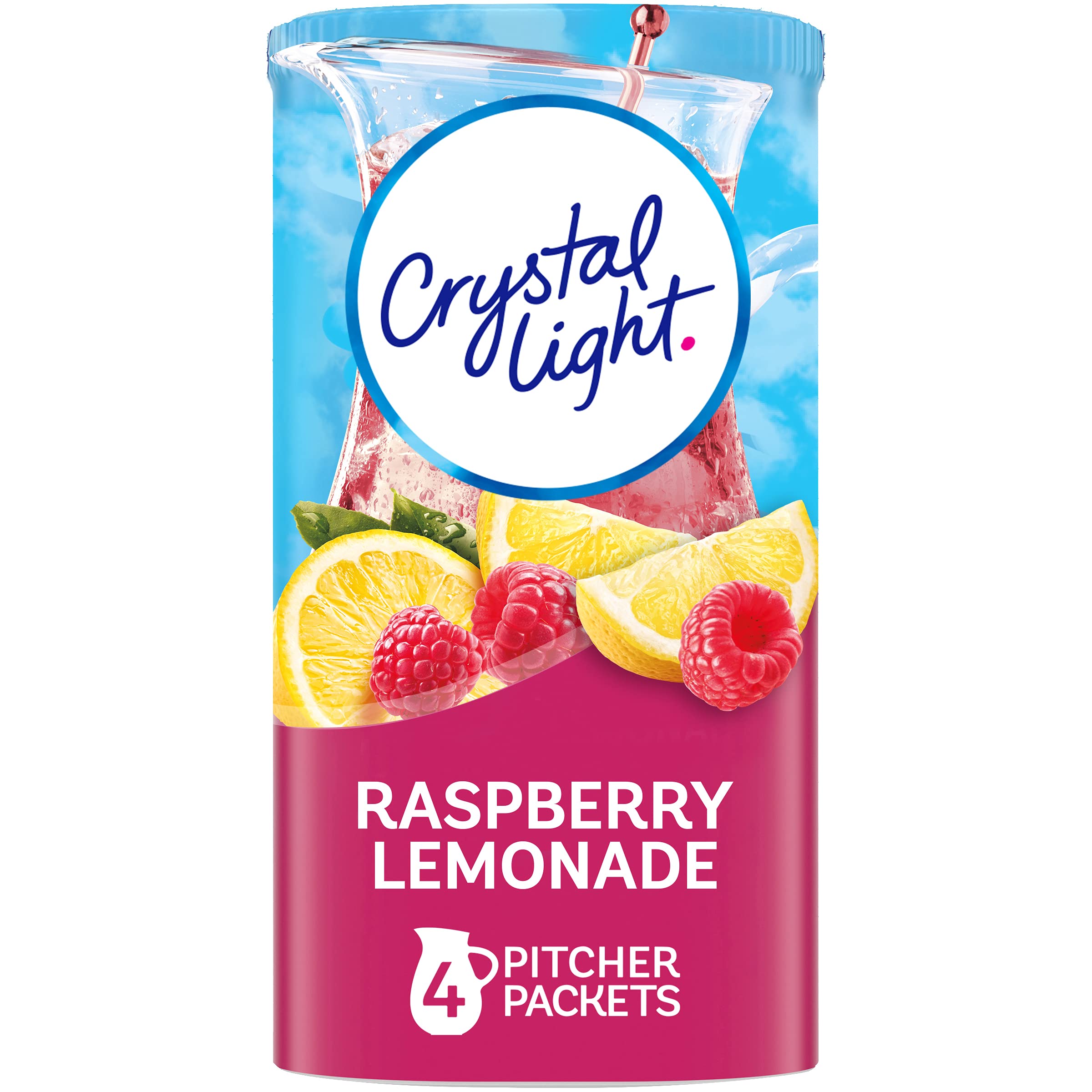 Crystal Light Raspberry Lemonade 4-pack ready for easy, low-calorie serving.