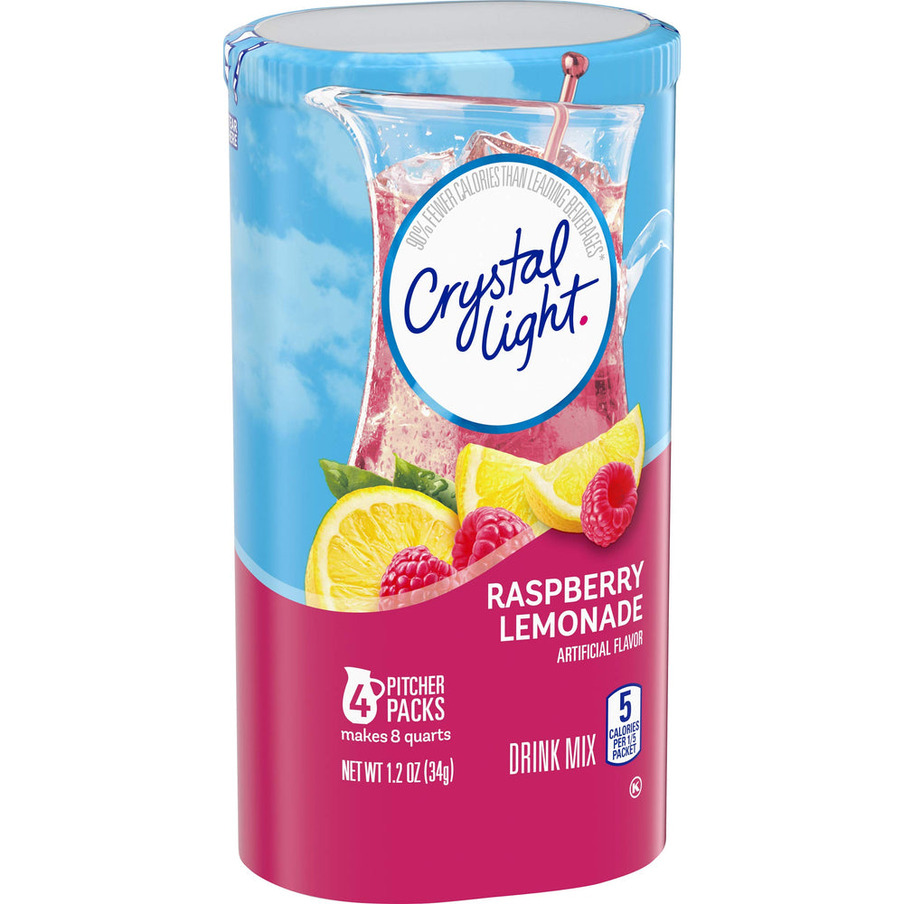 Crystal Light Raspberry Lemonade assortment sizes on display.