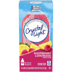 Crystal Light Raspberry Lemonade drink mix packet for a low-calorie flavor boost on the go