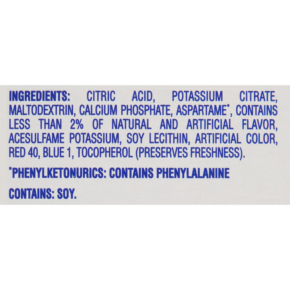 Crystal Light Raspberry Lemonade gluten-free and kosher label highlights dietary options.