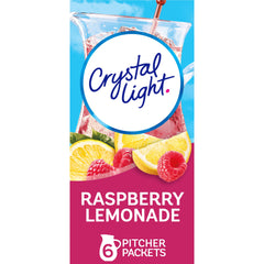 Crystal Light Raspberry Lemonade powder canister, convenient low-calorie mix for quick use