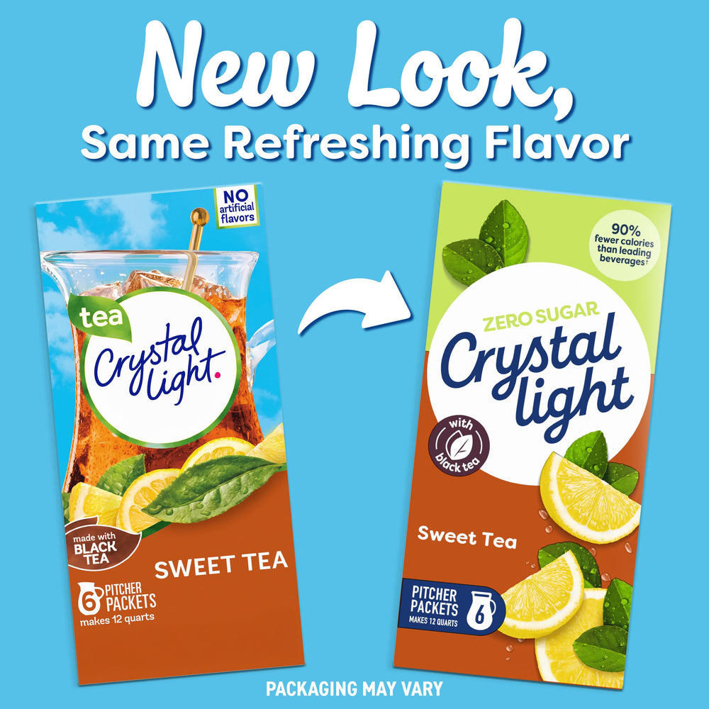 Crystal Light real black tea powder delivers crisp, natural flavor.