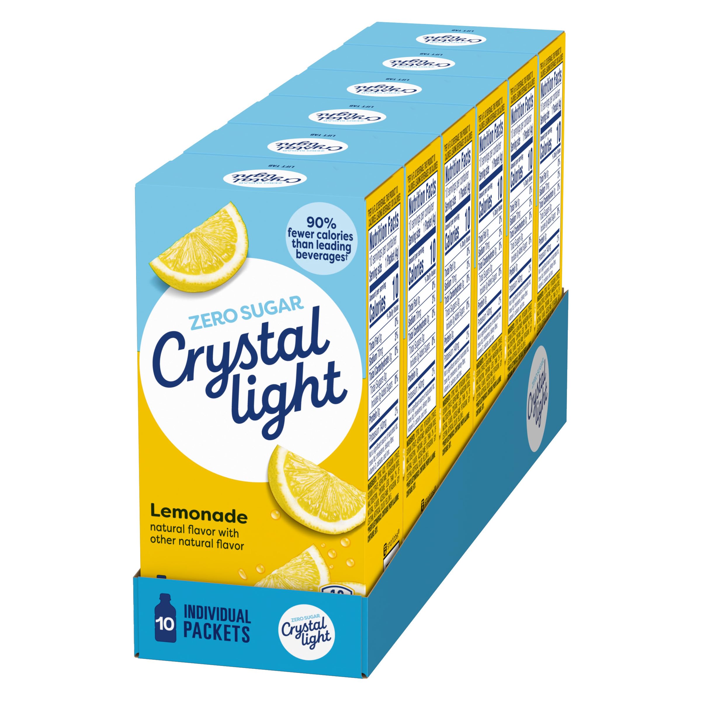 Single-serve Crystal Light packets ideal for quick flavor on the go.