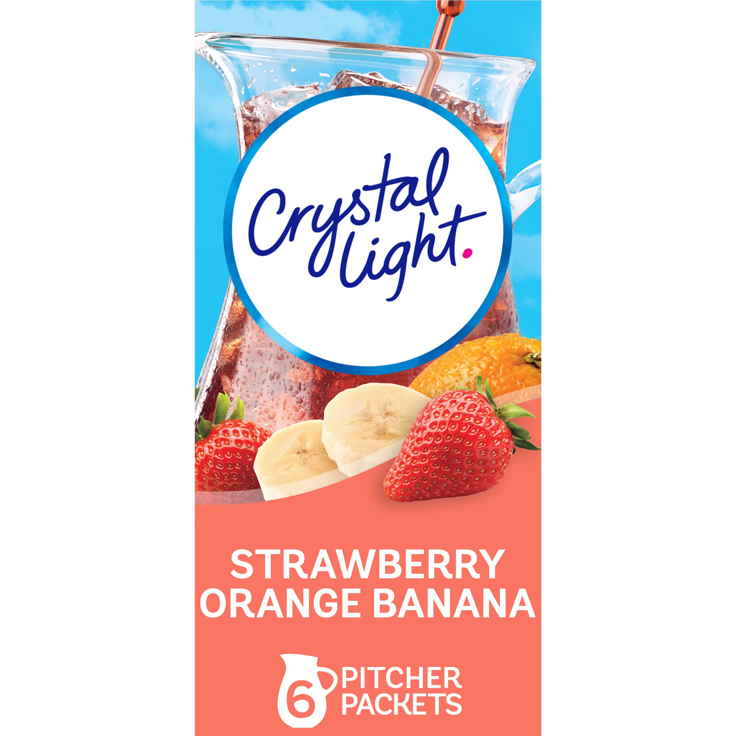 Crystal Light strawberry orange banana powder packets ready to mix for a low-calorie refreshment.