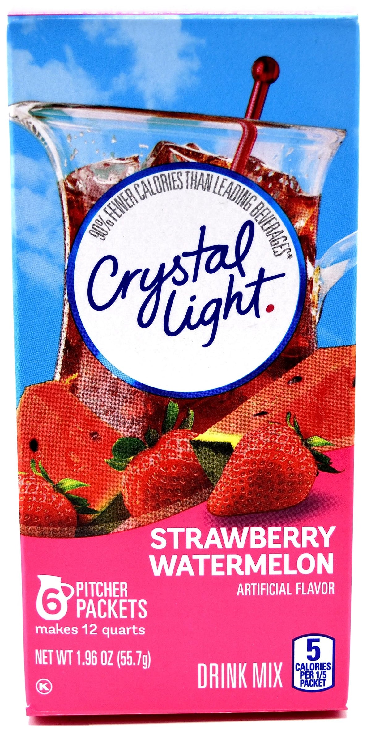 Crystal Light Strawberry Watermelon canister ready for quick, low-calorie mixing.