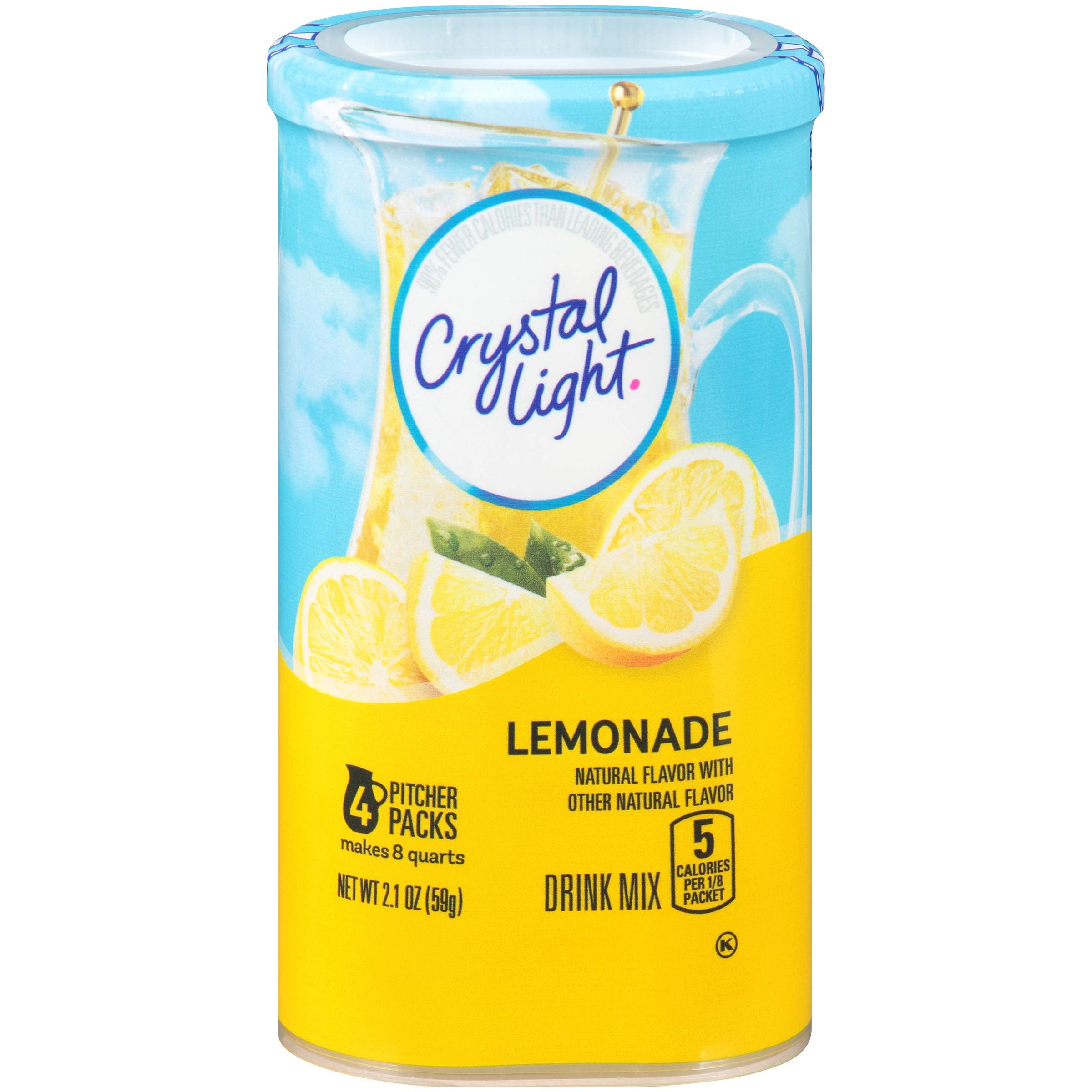 Crystal Light Sugar-Free Lemonade packets packaging for quick mix.