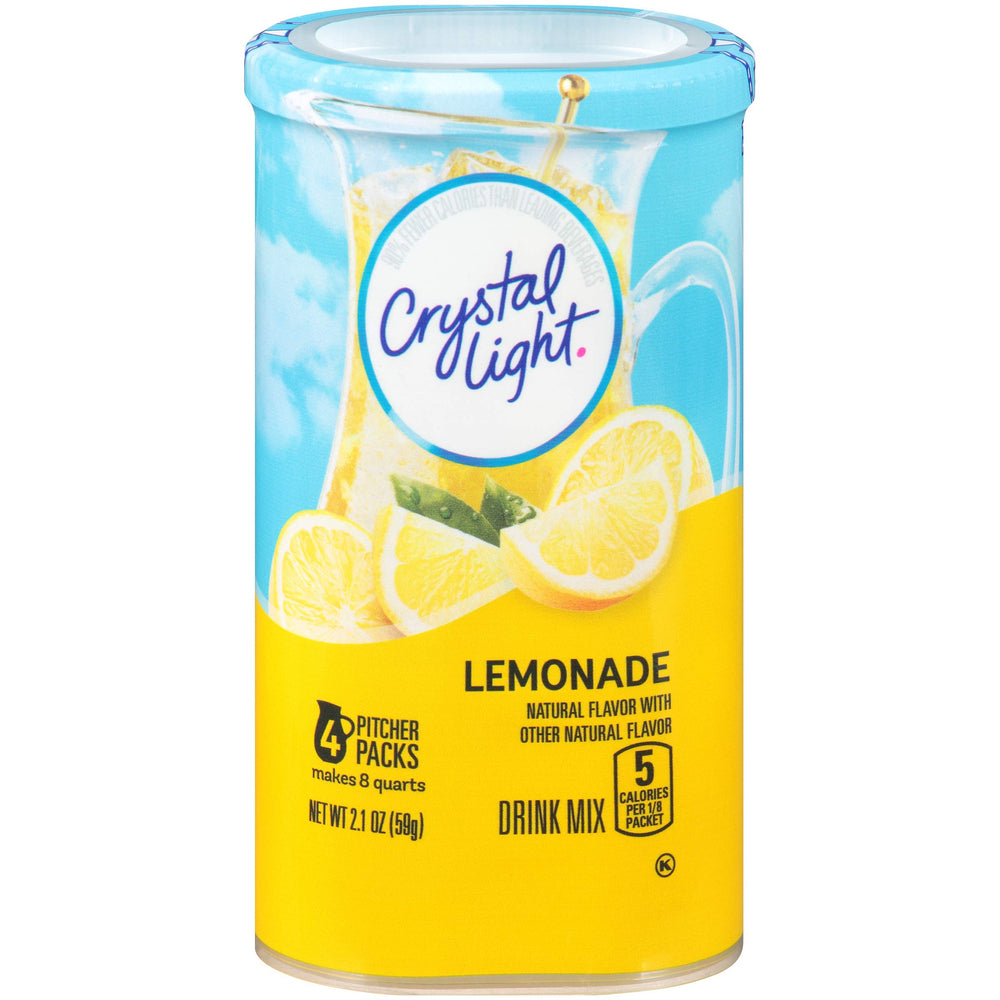 Crystal Light Sugar-Free Lemonade packets packaging for quick mix.
