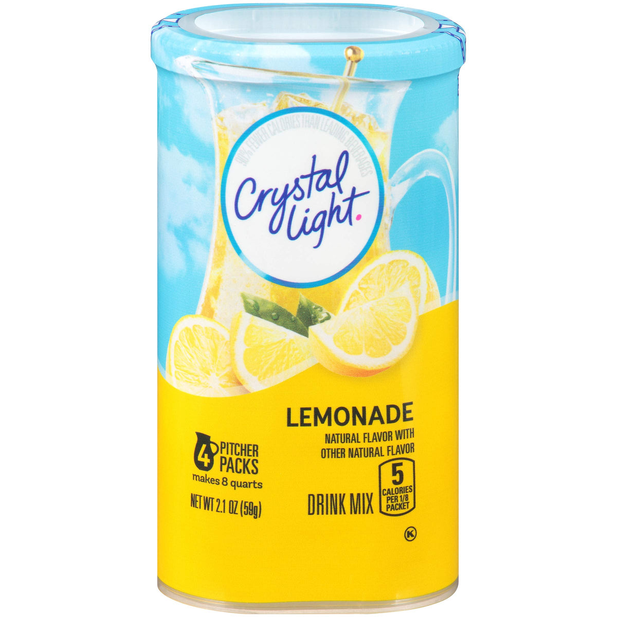 Crystal Light Sugar-Free Lemonade packets packaging for quick mix.