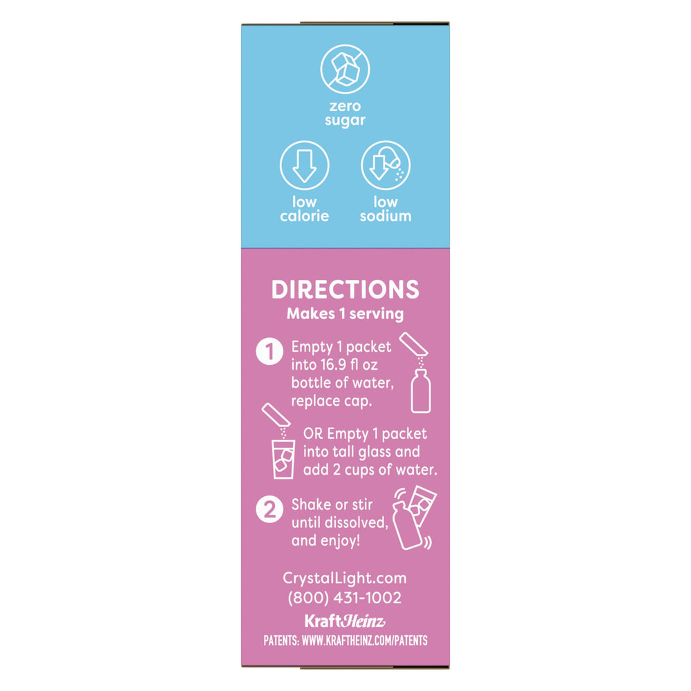 Crystal Light convenient packets fit bags, purses, and desks.