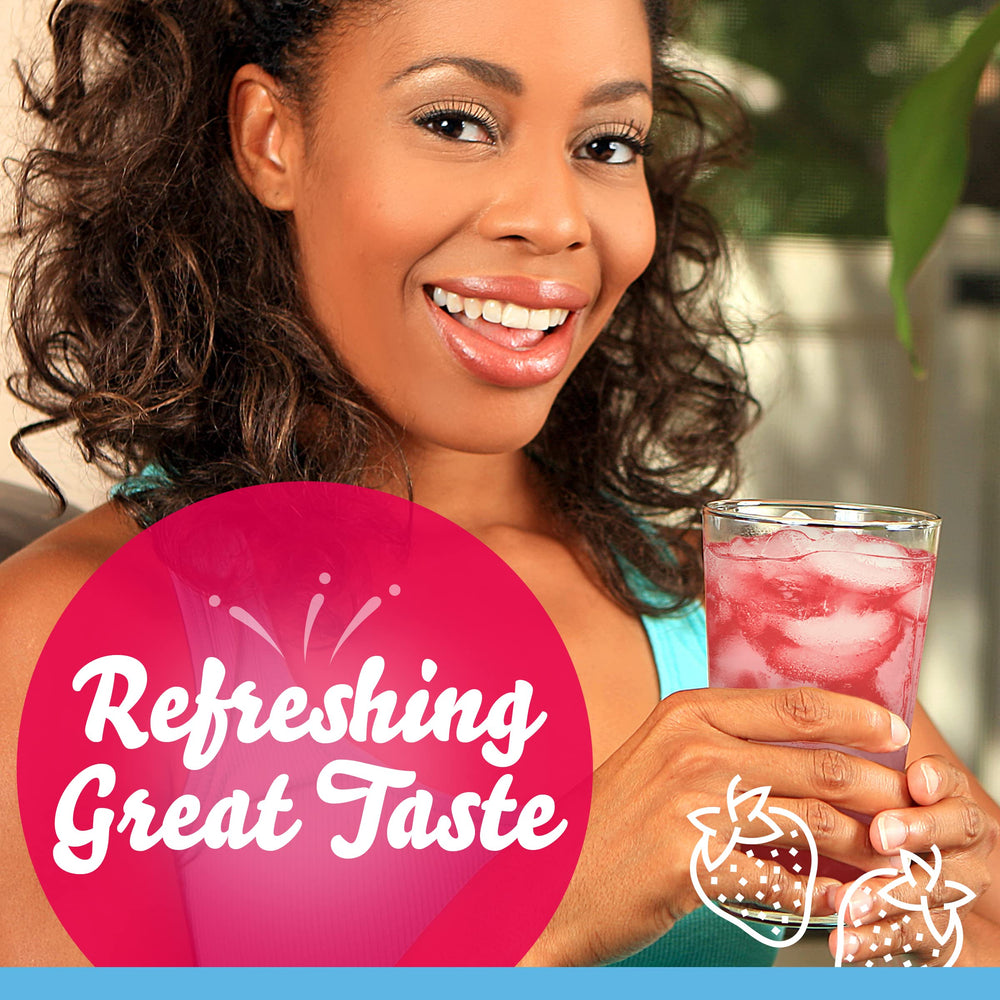 Crystal Light Wild Strawberry flavor imagery signals a vibrant, tasty option.