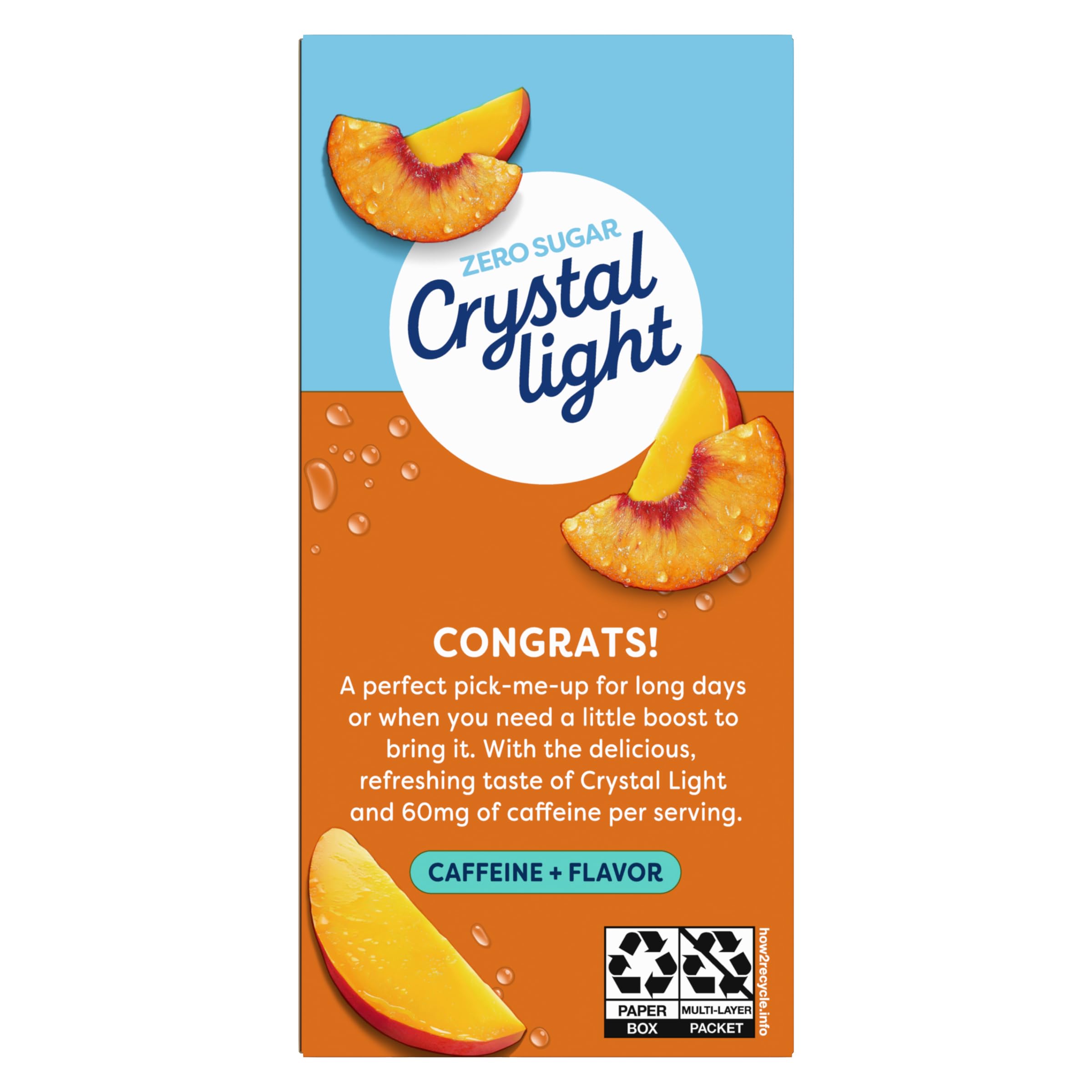 Crystal Light zero sugar and 5 calories per packet option.