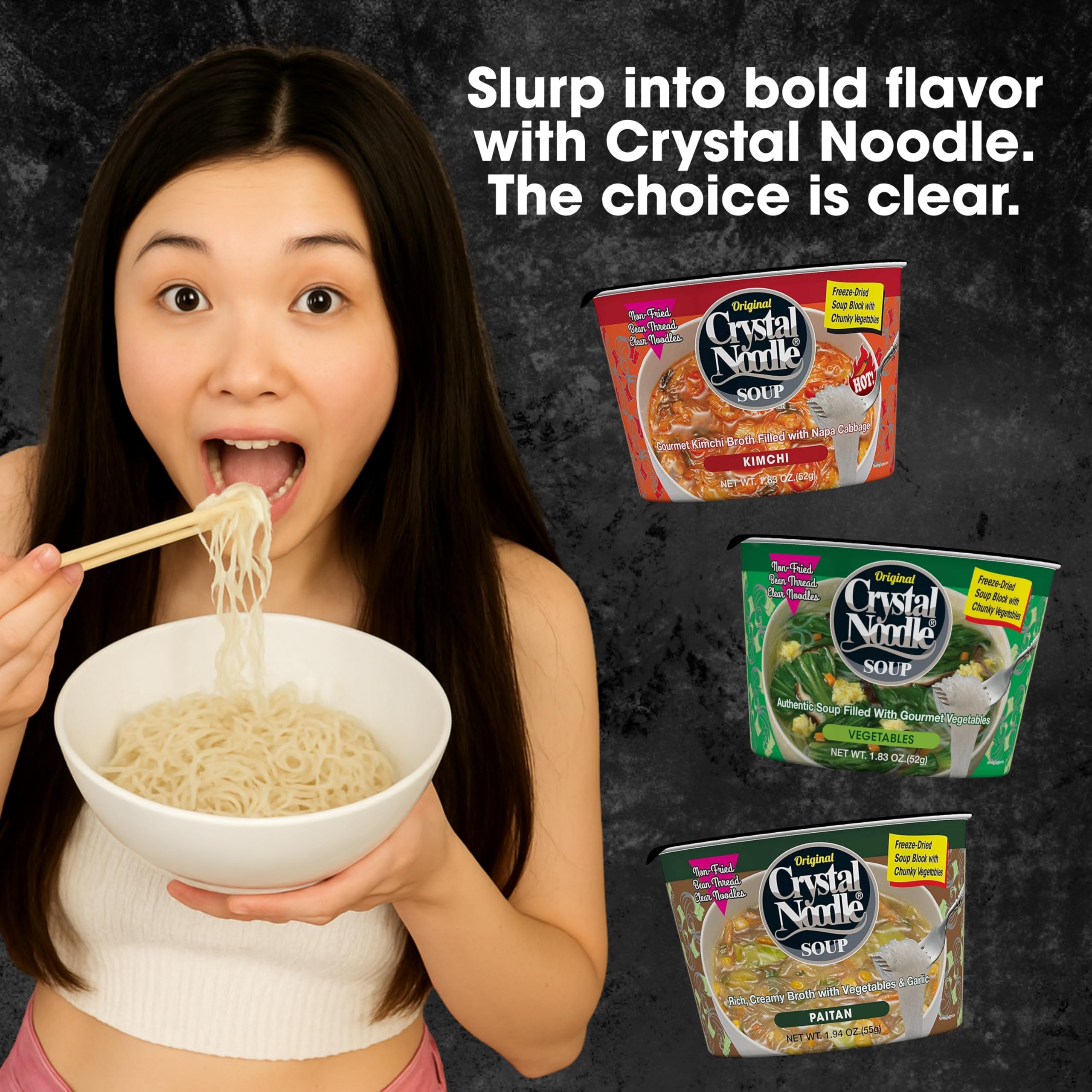 Crystal Noodle Soup serving bowl with chopsticks, ready for a comforting lunch.