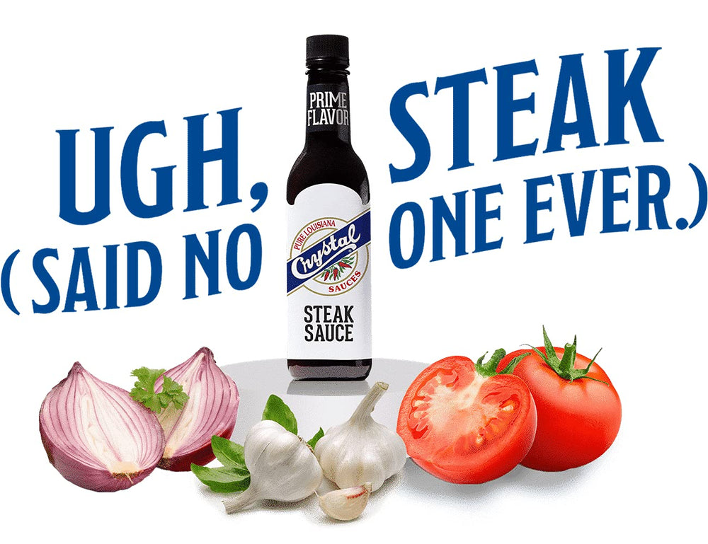 Crystal Louisiana's Steak Sauce glaze on steak delivers smoky depth and shine.