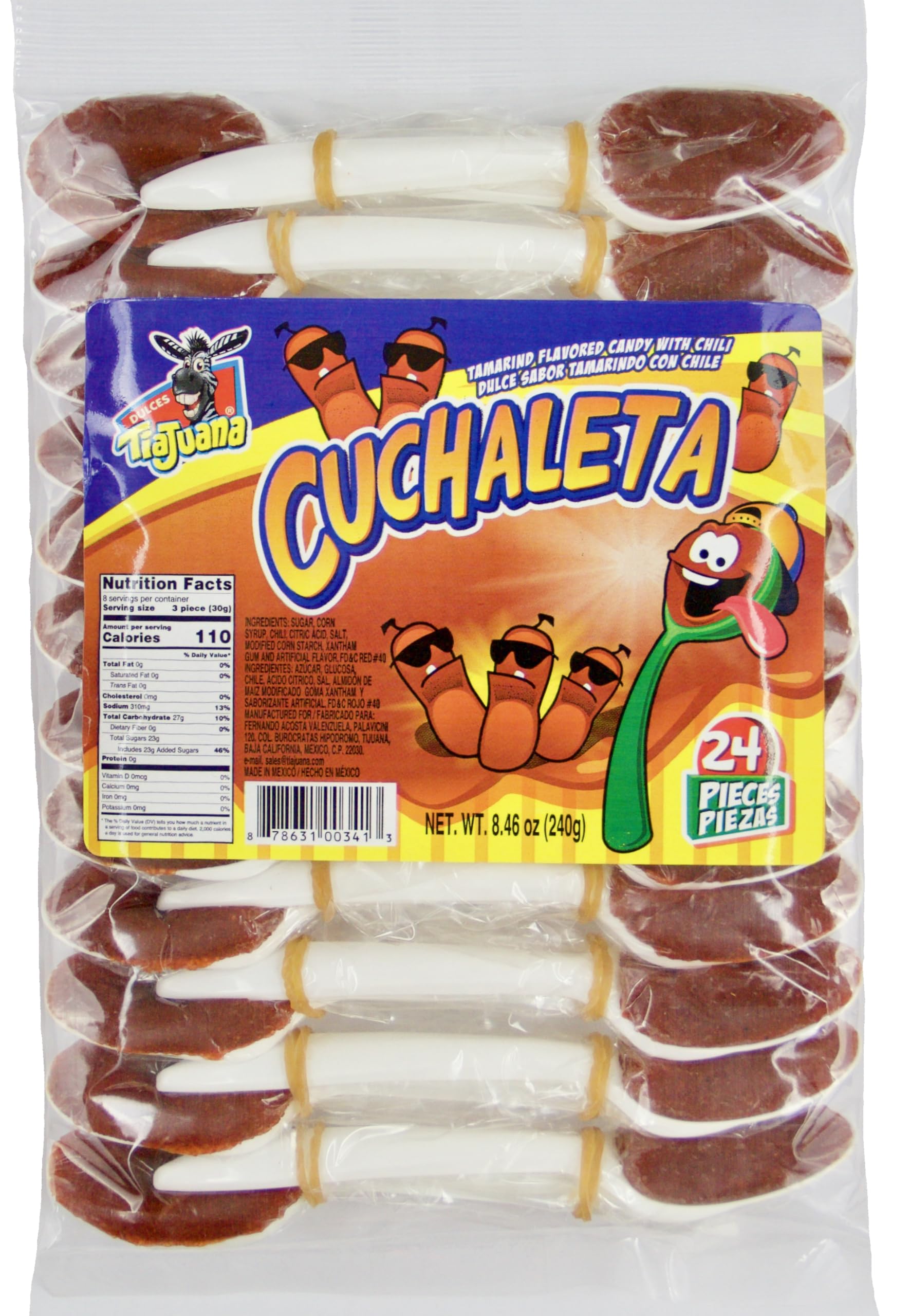 Cuchaleta tamarind spoon candy pack with chewy texture for on-the-go indulging.