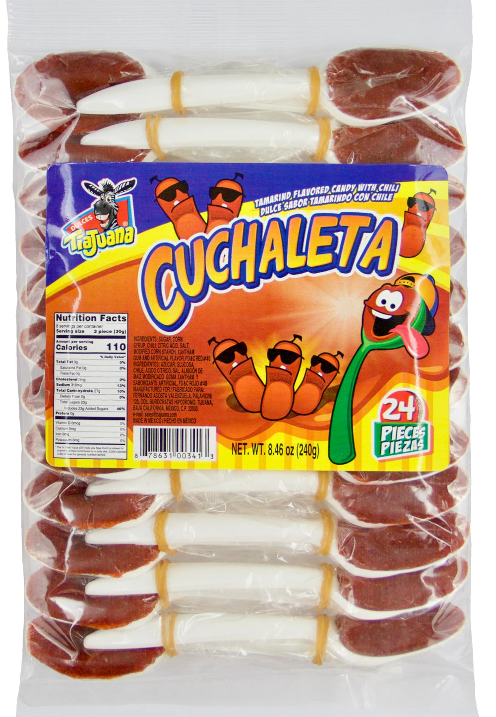 Cuchaleta tamarind spoon candy pack with chewy texture for on-the-go indulging.