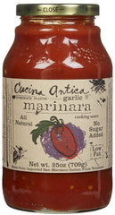 Cucina Antica Garlic Marinara Sauce with garlic and tomatoes, ideal for pasta.