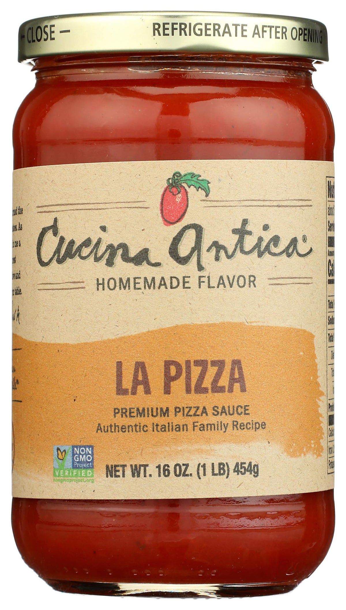 Cucina Antica La Pizza Sauce on dough round showing authentic flavor