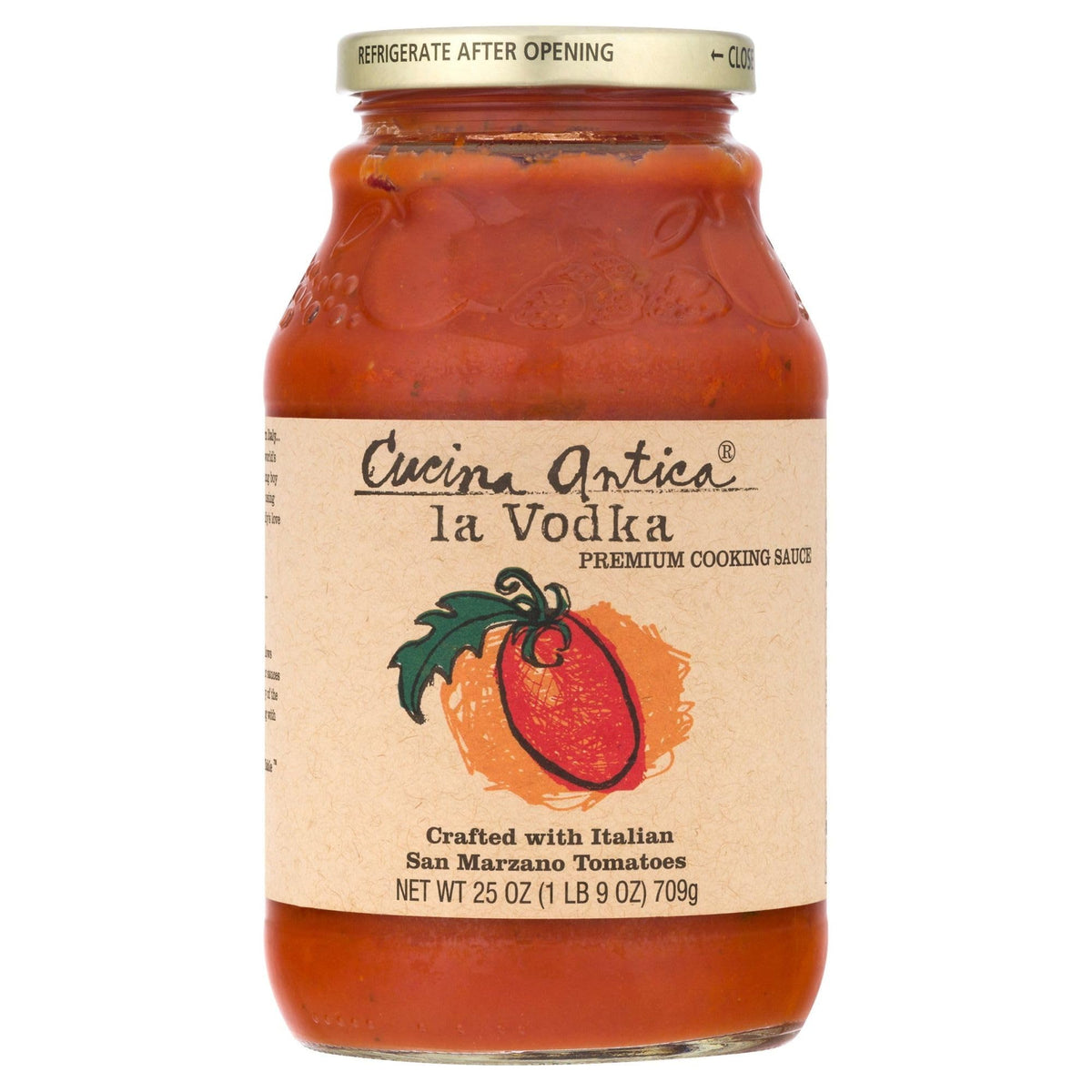 Cucina Antica La Vodka Sauce jar ready to heat for easy pasta nights