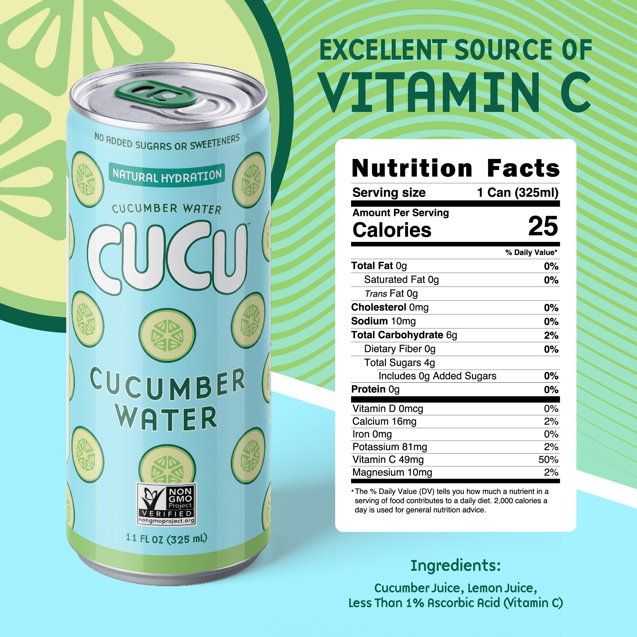 CUCU real cucumber juice closeup highlights natural color and fresh ingredients.