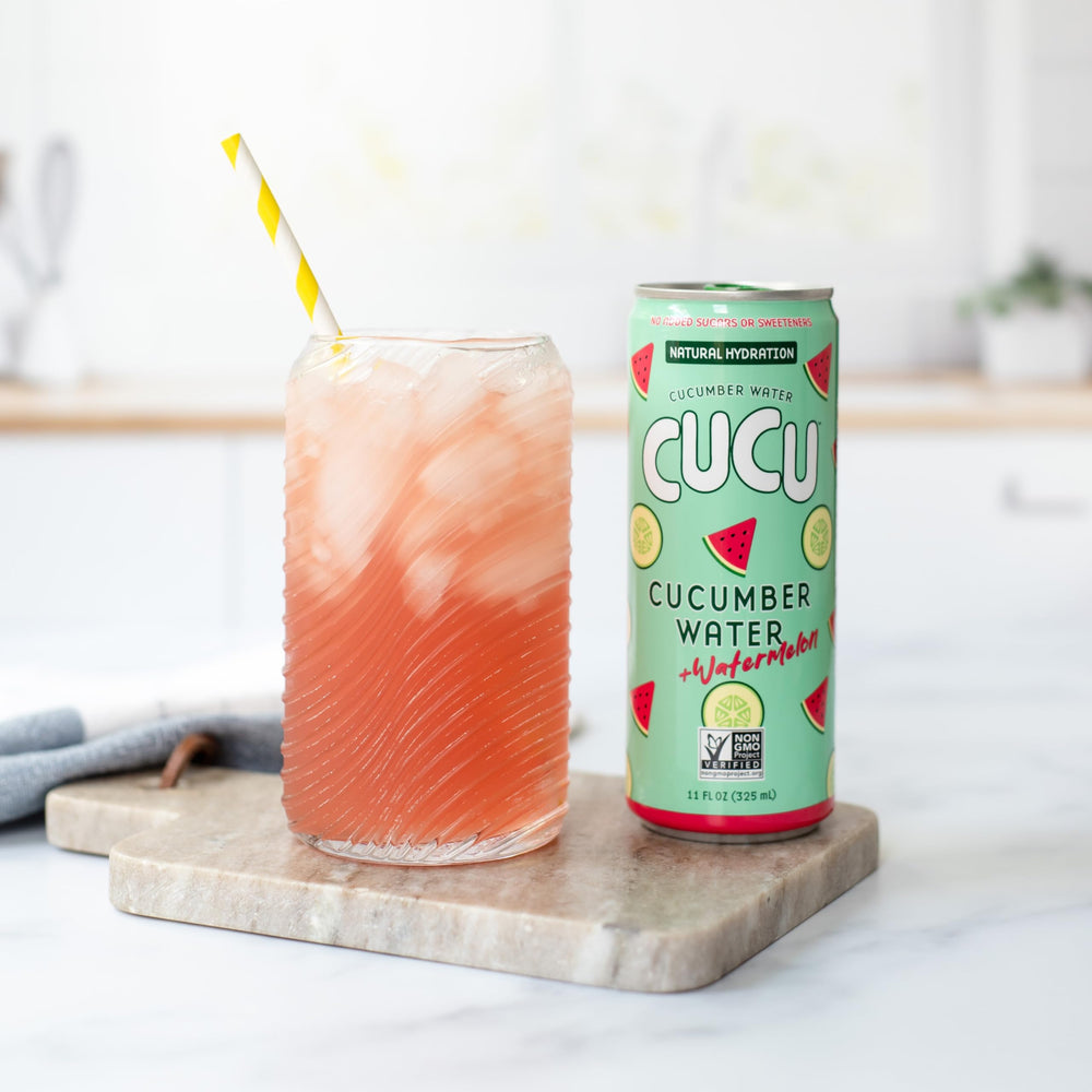 CUCU vegan gluten-free label indicating plant-based hydration.