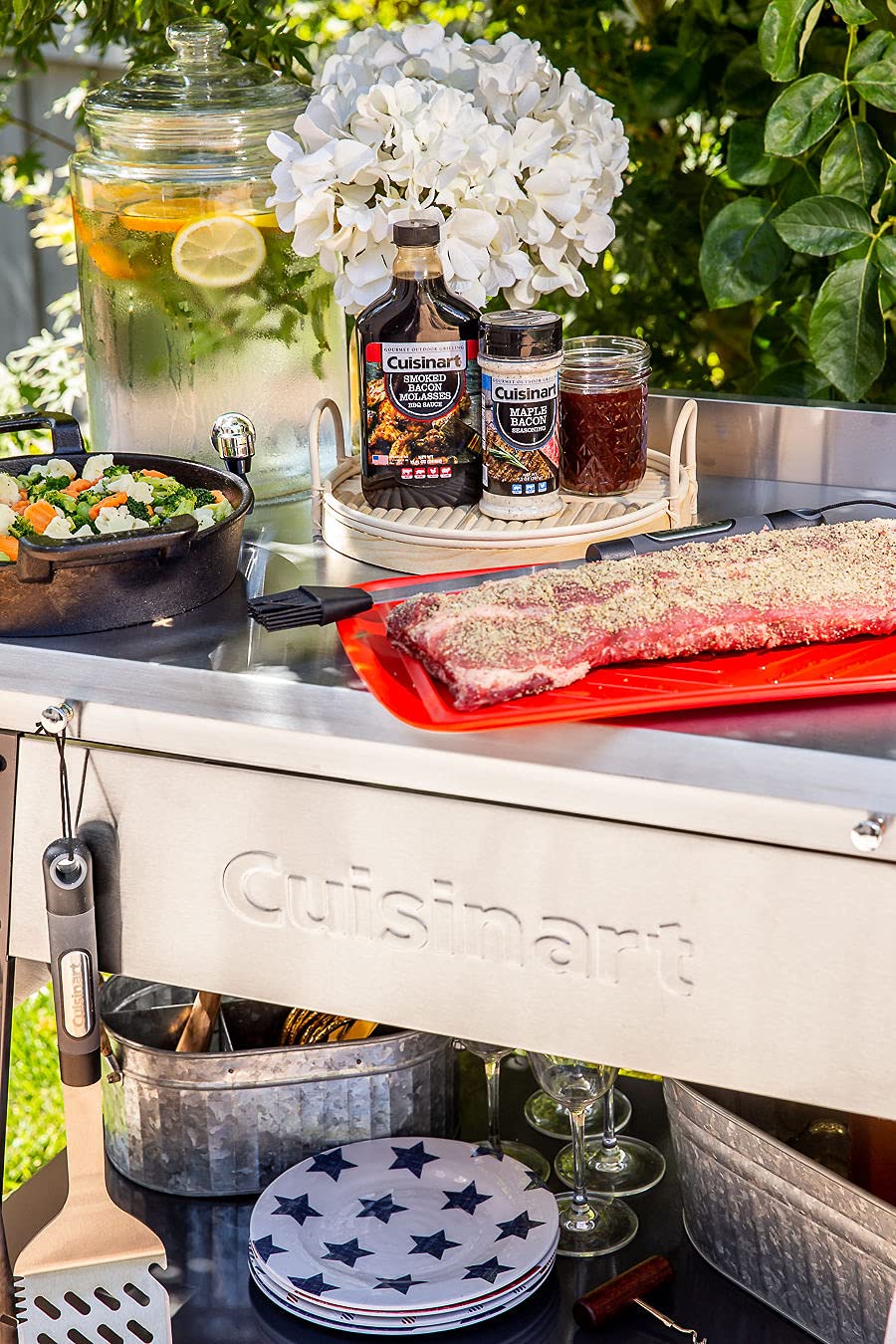 Kitchen scene with Cuisinart seasoning on counter inspires grilling