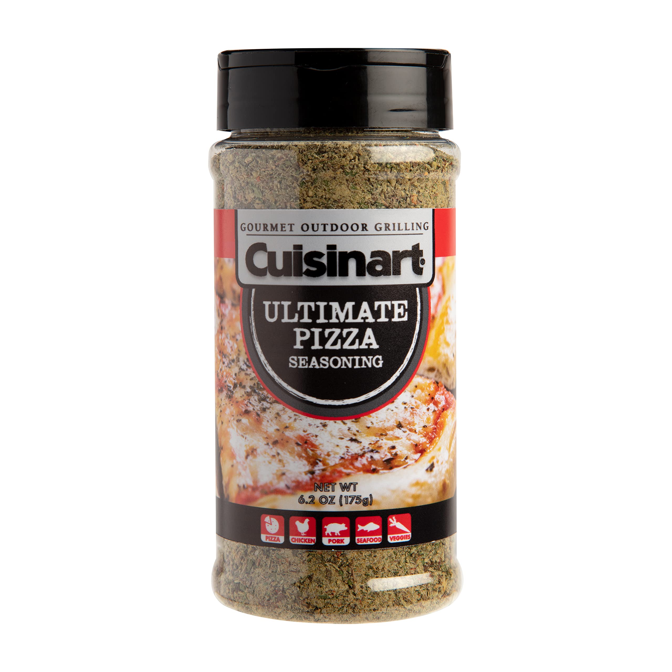 Cuisinart Ultimate Pizza Seasoning jar ready to shake on pizzas for Italian flavor.