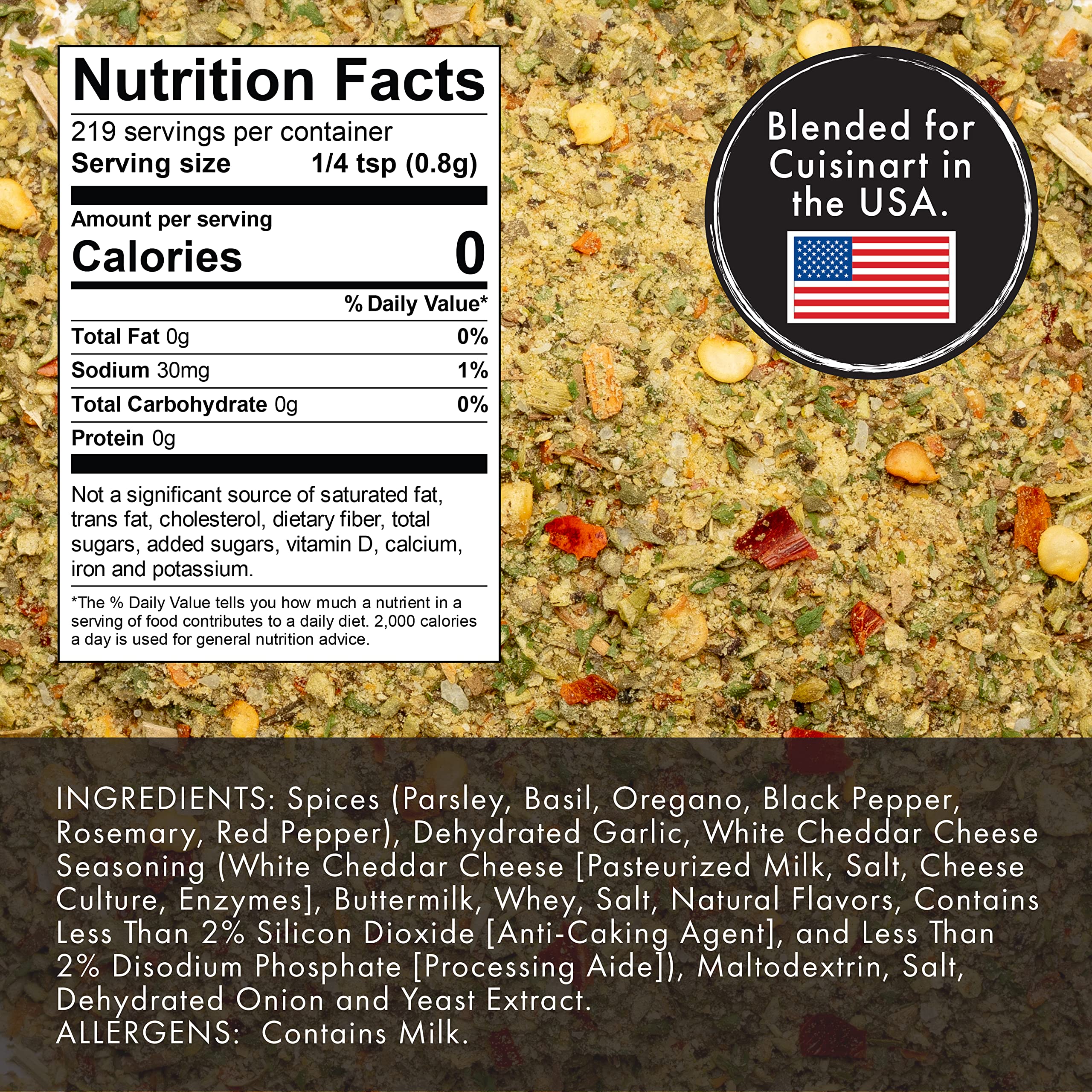 Cuisinart Ultimate Pizza Seasoning poured over pizza or dish.