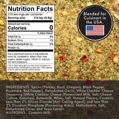 Cuisinart Ultimate Pizza Seasoning poured over pizza or dish.