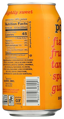 Culture Pop probiotic orange mango can top viewed with a twist-off seal, ideal on-the-go.