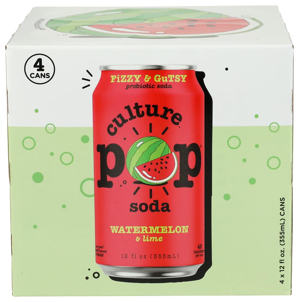 Culture Pop Soda Watermelon Lime Rosemary front label with refreshing flavor ideas for gatherings.