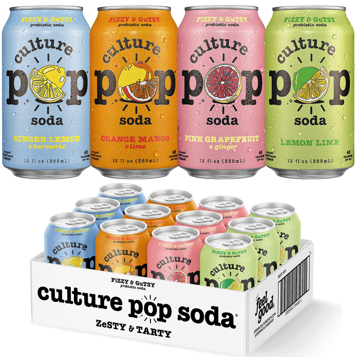 Culture Pop Zesty & Tarty Variety Pack front offers on-the-go refreshment.