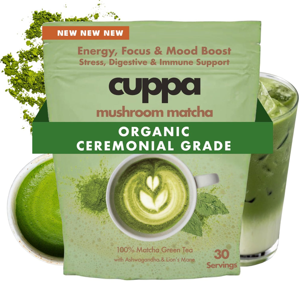 Cuppa Healthy Coffee ceremonial matcha with mushrooms, supporting focus and balanced energy.