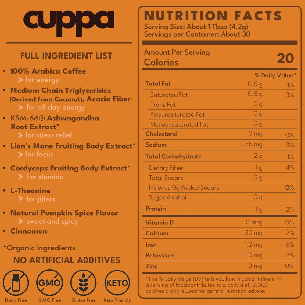 Cuppa Healthy Coffee pumpkin spice bag ready to release warm aroma and focus.