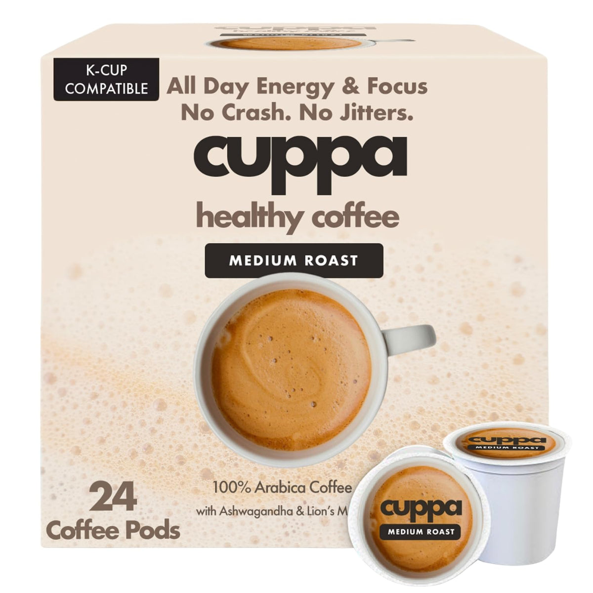 Cuppa Healthy Coffee mug with medium roast and chocolate-nut notes for focus