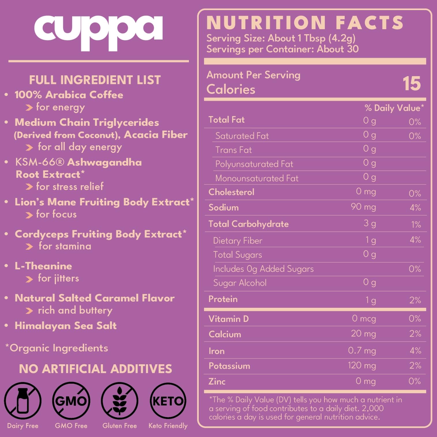 Cuppa Salted Caramel Mushroom Coffee pour reveals rich aroma and focus-friendly flavor