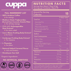Cuppa Salted Caramel Mushroom Coffee pour reveals rich aroma and focus-friendly flavor
